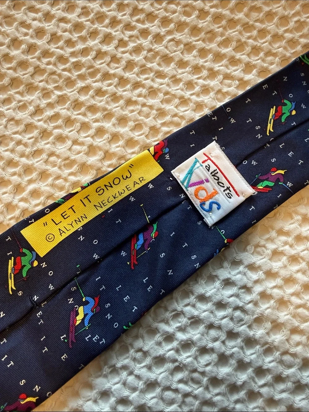 Talbots Kids Navy Blue Skiing Print Tie